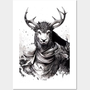 Stag Deer Wild Nature Illustration Line Epic Illustration Line Art Posters and Art